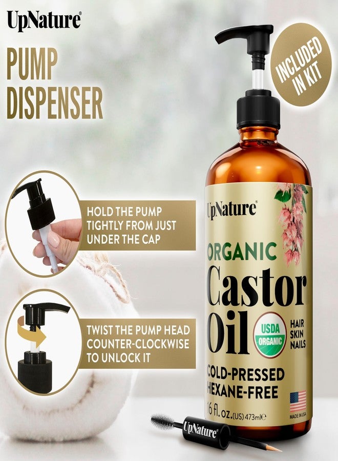 UpNature Organic Castor Oil in Glass Bottle (16 oz) 100% Pure Cold Pressed Unrefined Castor Oil for Hair Skin Face (Hexane Free) - Image 4
